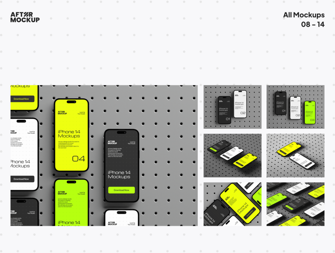 14款工业风带钉板背景苹果iPhone 15 Pro手机屏幕演示贴图PSD样机模板 iPhone Pegboard Mockups_img_3