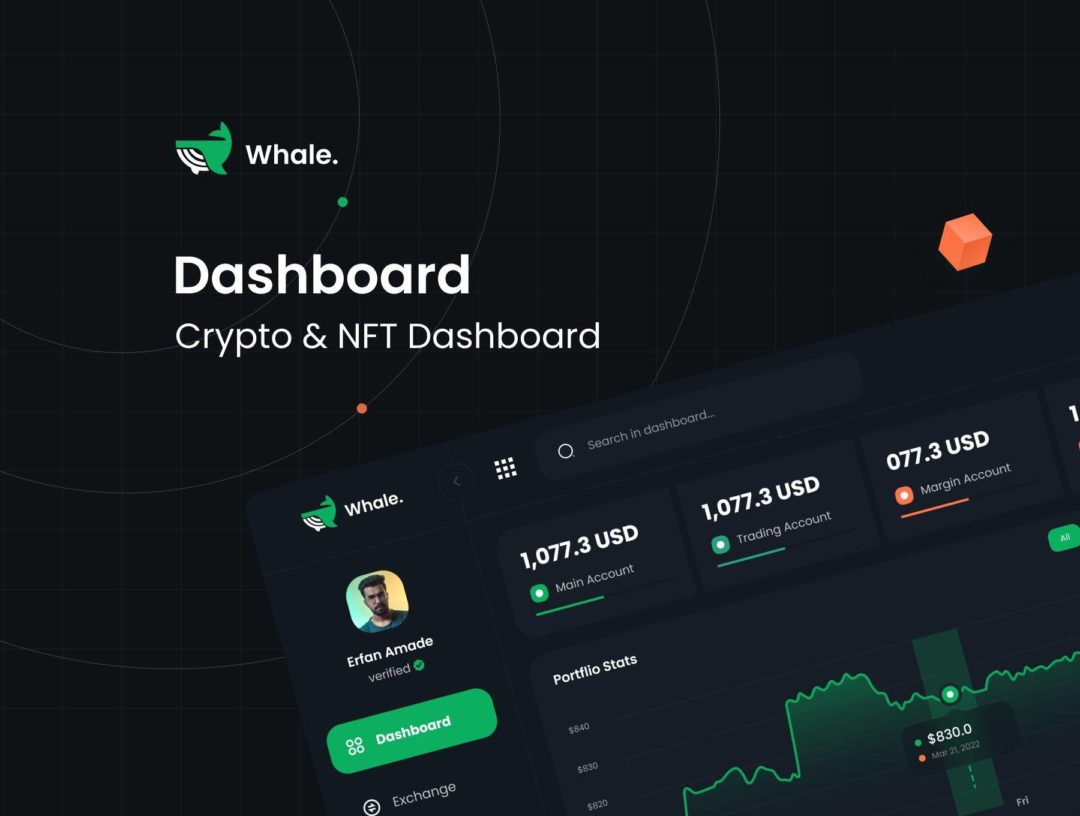 40+屏暗黑NFT加密货币虚拟币在线交易平台仪表盘设计Figma模板套件 Crypto Whale - Crypto & NFT Dashboard UI Kit_img_3