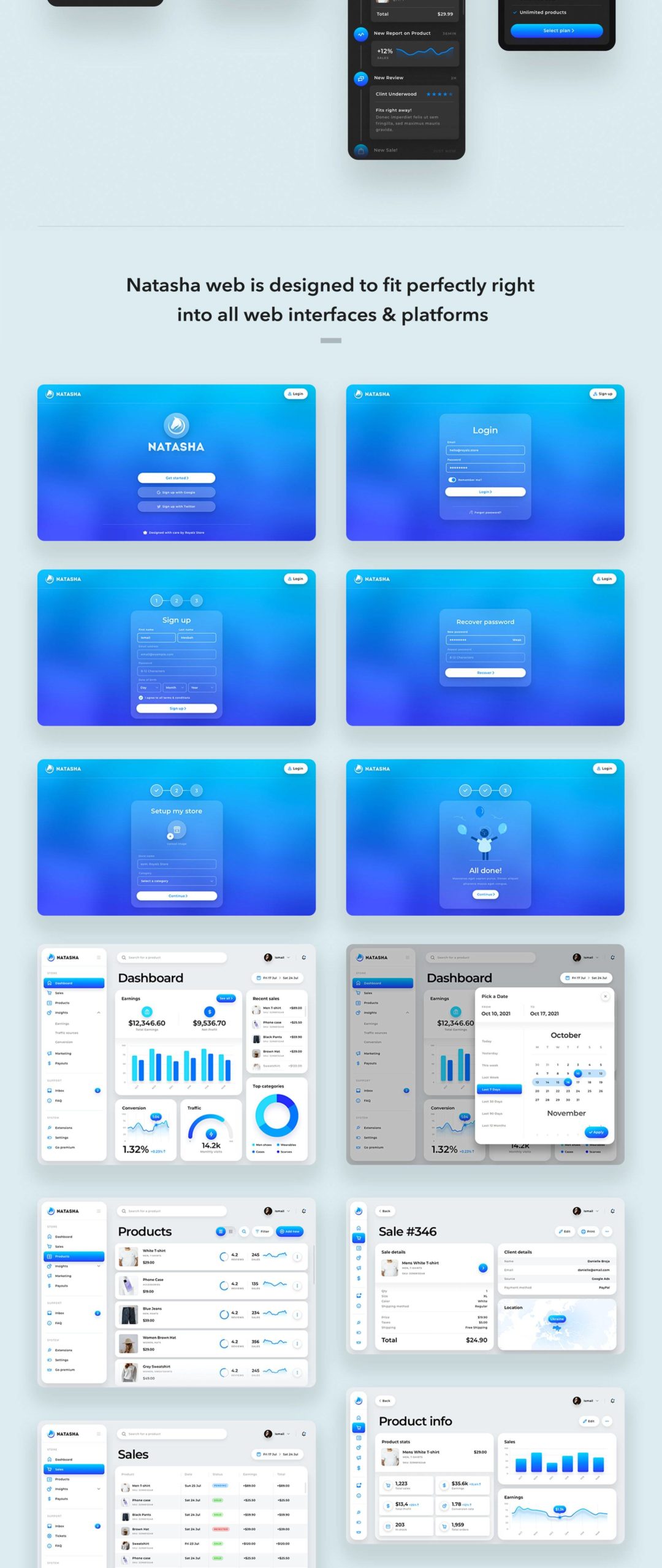 100+屏时尚电商购物后台数据仪表盘界面设计模板套件 Natasha - Multi-Purpose Dashboard UI Kit_img_3