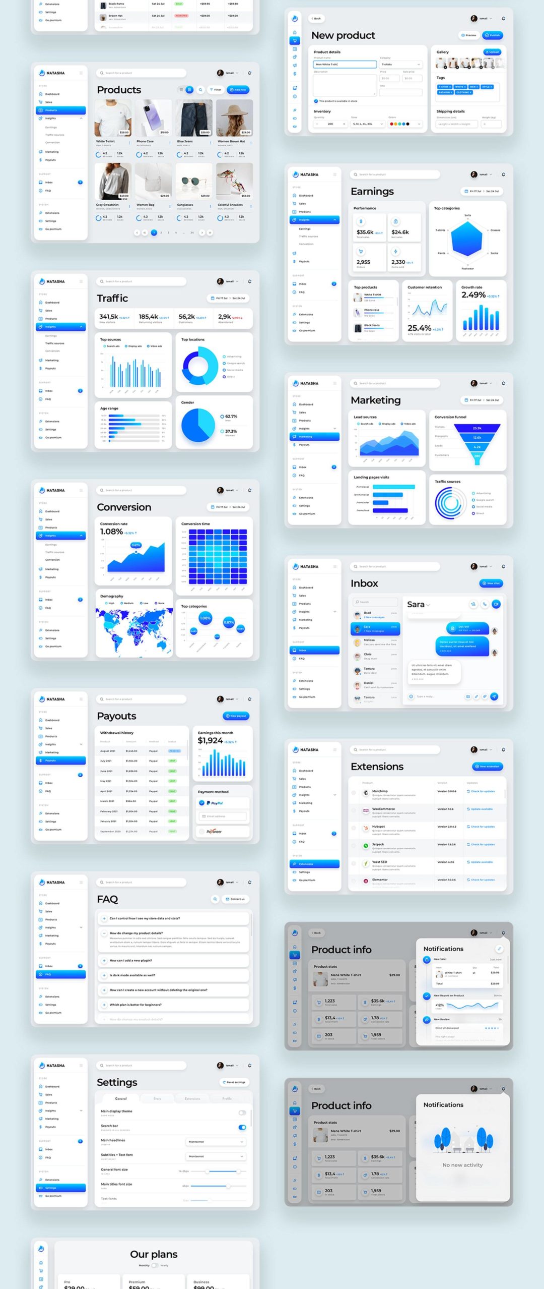 100+屏时尚电商购物后台数据仪表盘界面设计模板套件 Natasha - Multi-Purpose Dashboard UI Kit_img_3