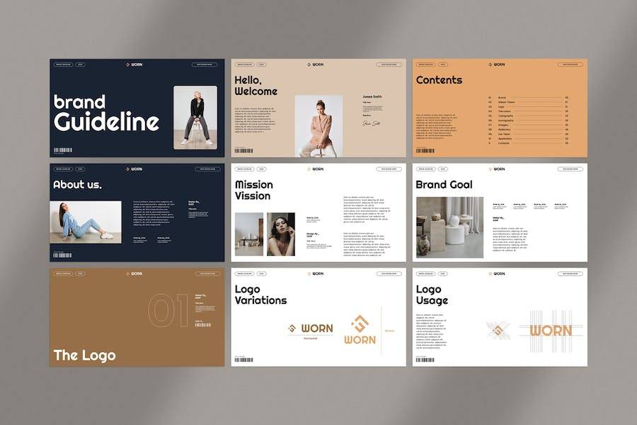 现代简约品牌营销策划提案简报设计Keynote模板 Brand Guidelines Keynote Template_img_3