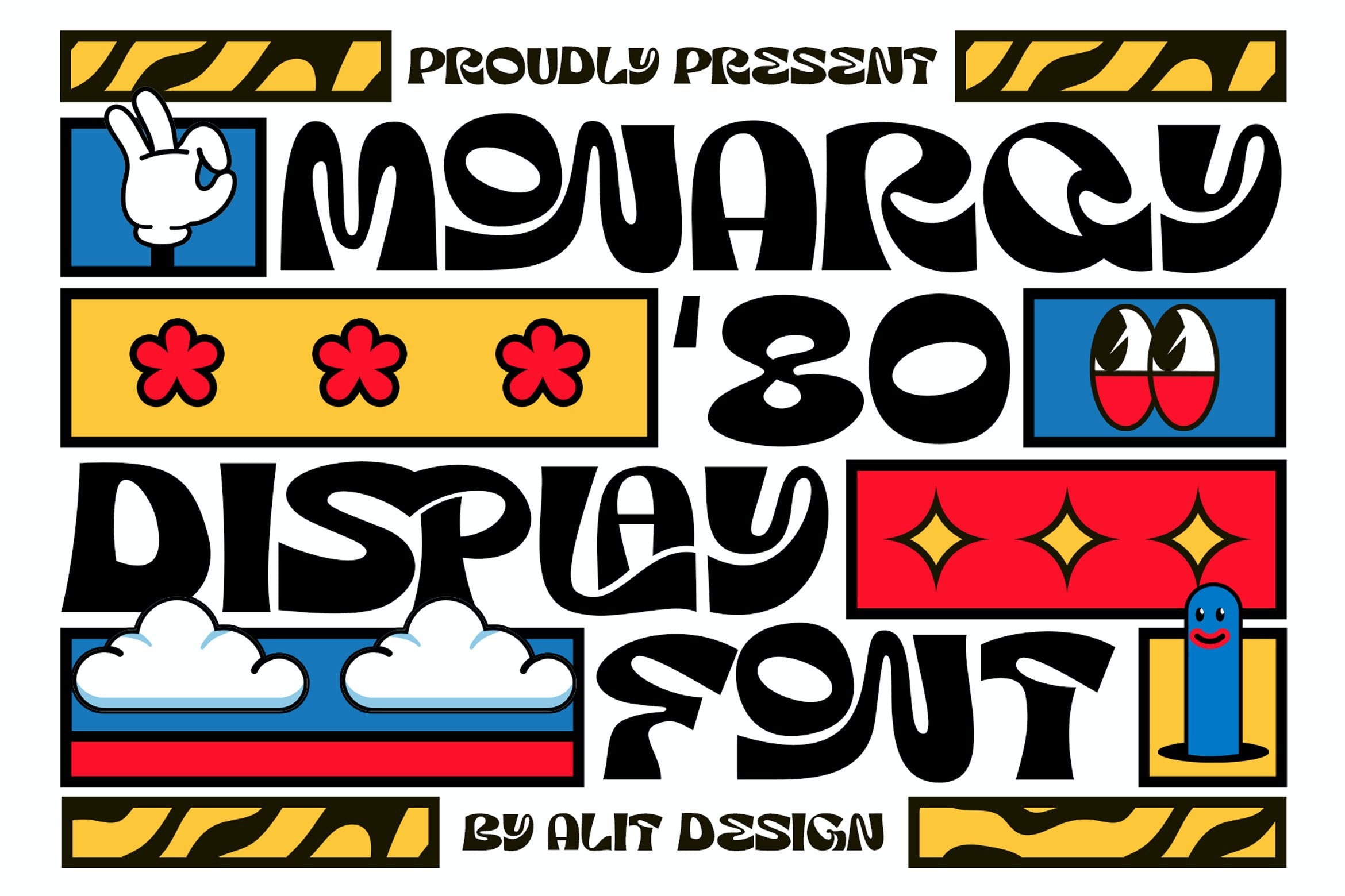 时尚复古杂志海报徽标设计装饰英文字体安装包 Monarqy Funky Retro Typeface_img_2