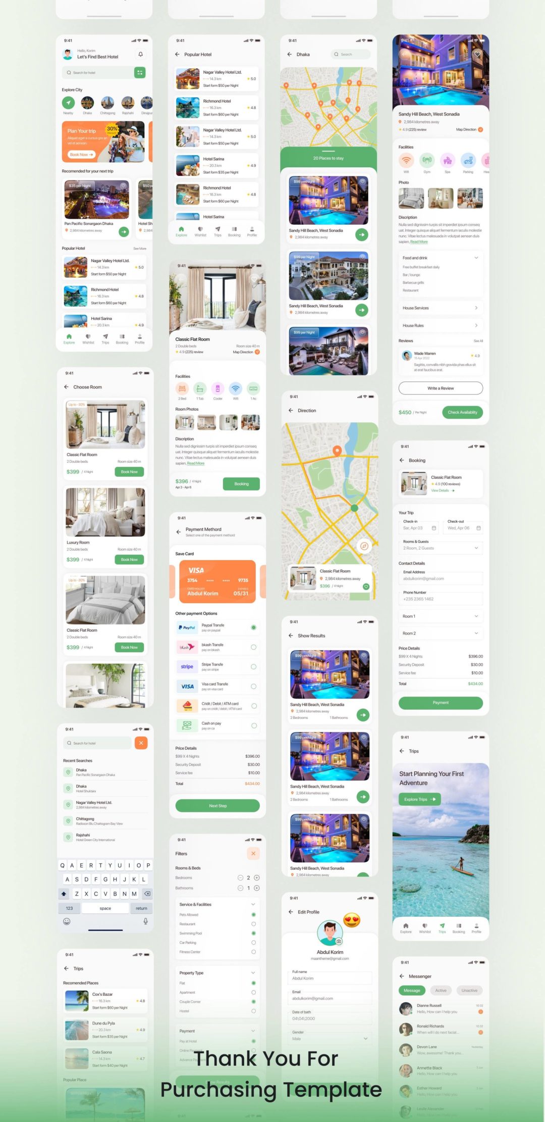 36+屏酒店饭店房间预定订房软件APP界面设计Figma模板套件 Maan Hotel Booking App Flutter UI Kit_img_3