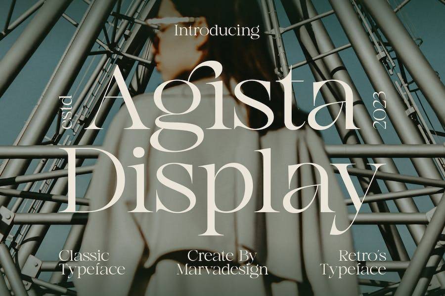 复古优雅杂志海报标题徽标LOGO字体设计PSAI衬线英文安装包 Agista Display - A Classic Serif Font_img_3