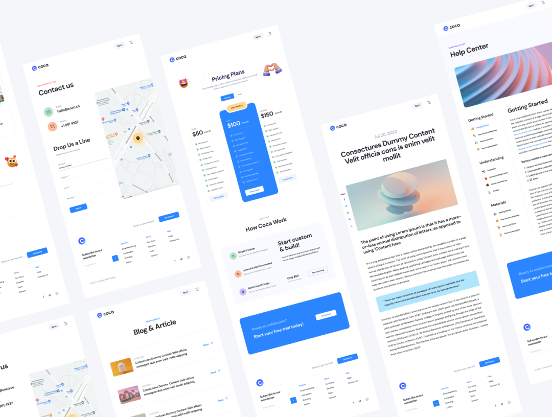 40+屏SaaS网络科技公司网站界面设计Figma&Sketch模板素材 Coca - SaaS Landing Page Kit V1_img_3