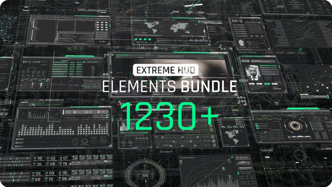 AE模板 1230组未来赛博朋克科技感HUD元素边框动画 Extreme HUD Elements Bundle 1200+ V2_img_3