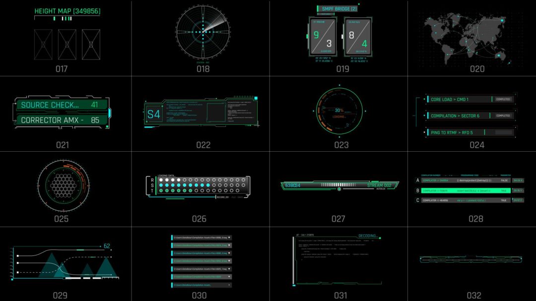 AE模板 1230组未来赛博朋克科技感HUD元素边框动画 Extreme HUD Elements Bundle 1200+ V2_img_3