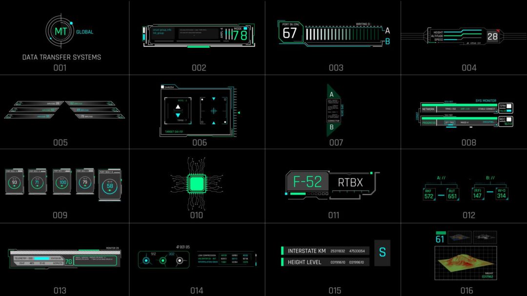 AE模板 1230组未来赛博朋克科技感HUD元素边框动画 Extreme HUD Elements Bundle 1200+ V2_img_3