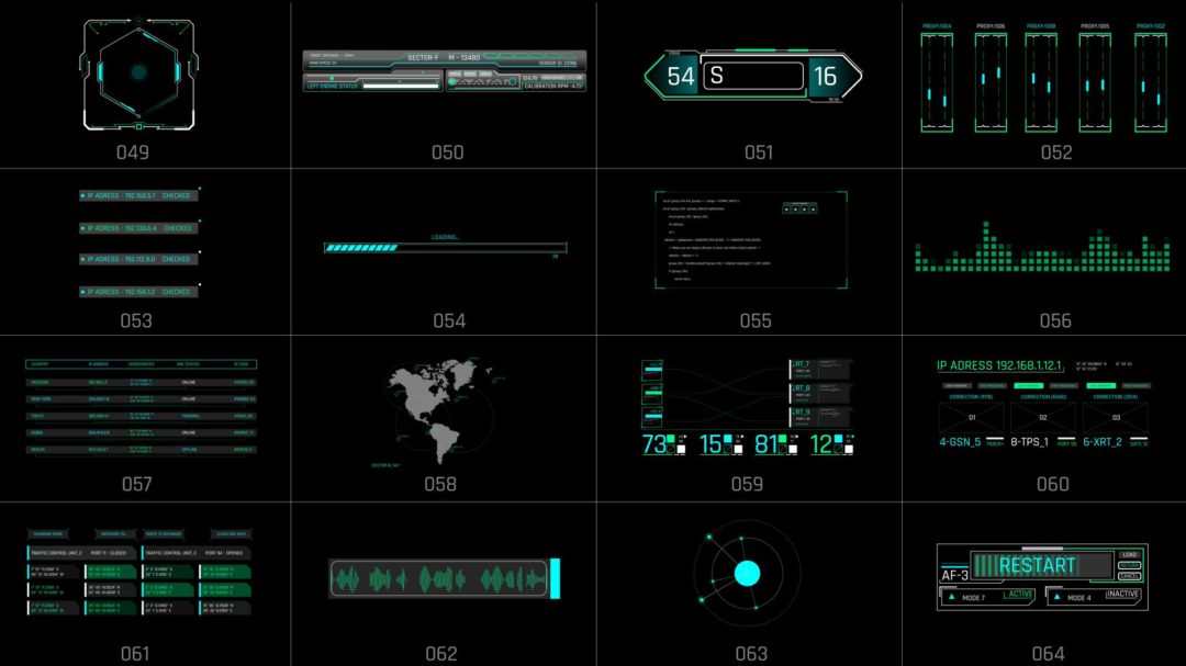 AE模板 1230组未来赛博朋克科技感HUD元素边框动画 Extreme HUD Elements Bundle 1200+ V2_img_3