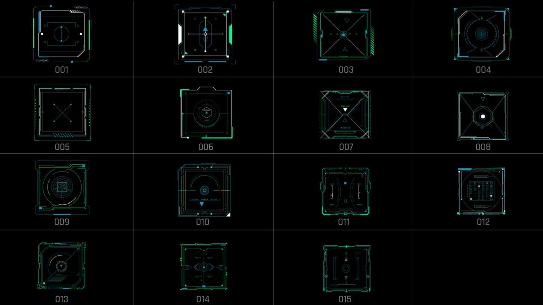 AE模板 1230组未来赛博朋克科技感HUD元素边框动画 Extreme HUD Elements Bundle 1200+ V2_img_3