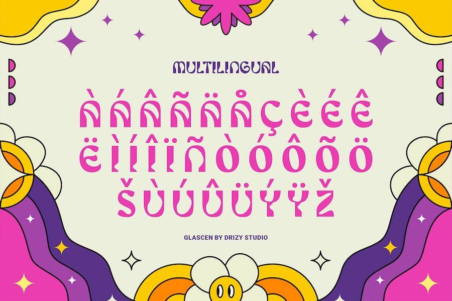 复古杂志海报徽标设计无衬线英文字体安装包 Glascen Retro Psychedelic Typeface_img_3