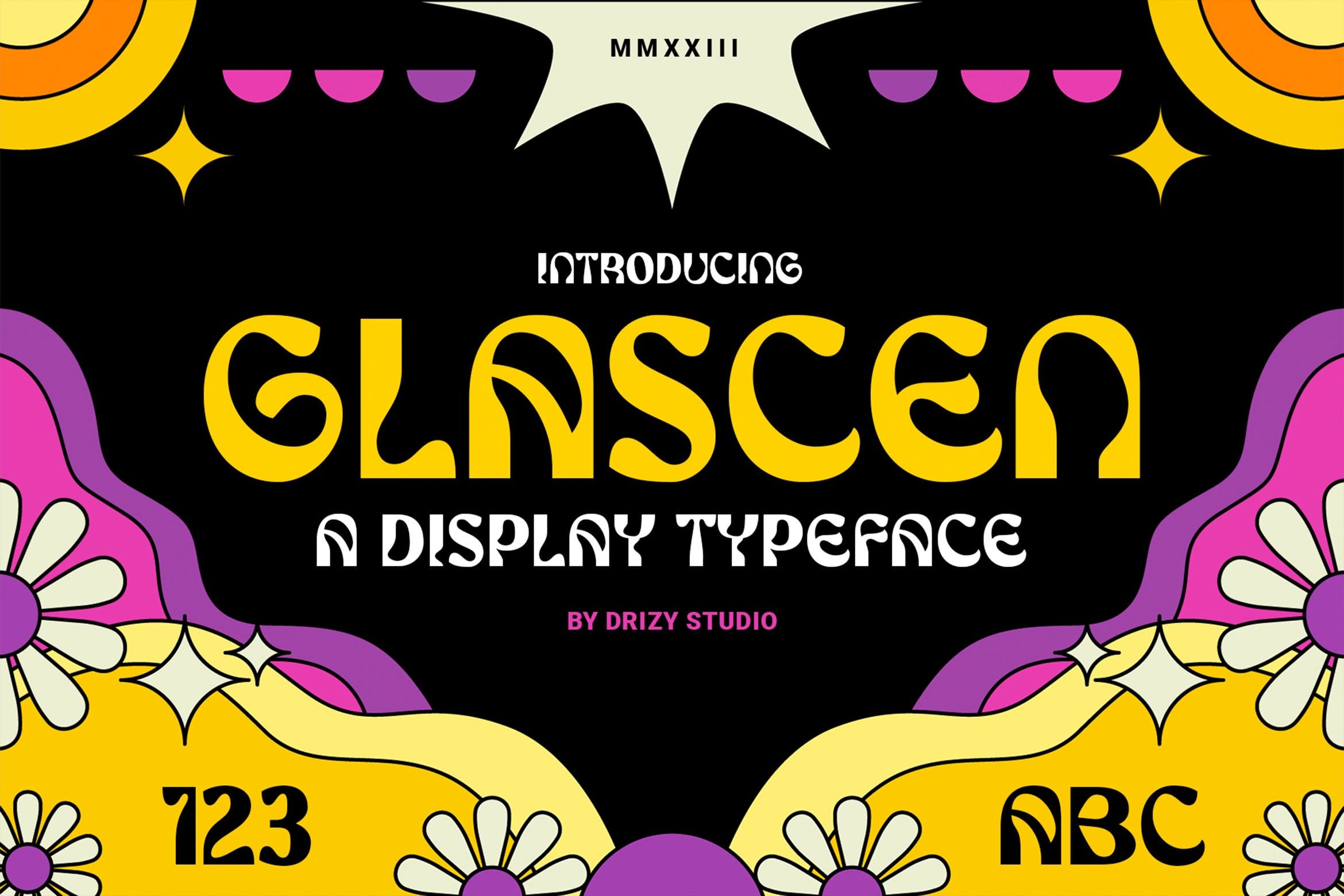 复古杂志海报徽标设计无衬线英文字体安装包 Glascen Retro Psychedelic Typeface_img_2