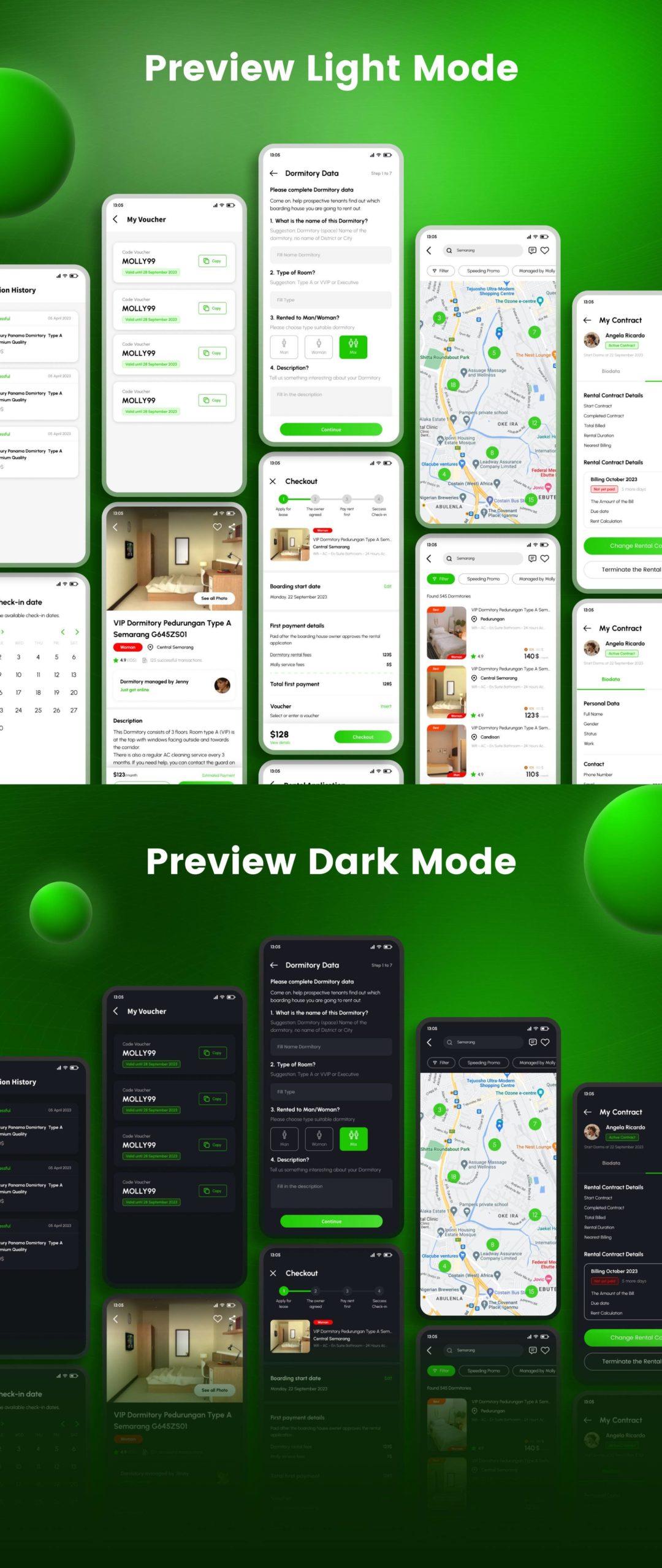 170+屏专业房地产房屋租赁出租APP软件界面设计Figma模板套件 Molly - Dormitory Rental App UI Kit_img_3