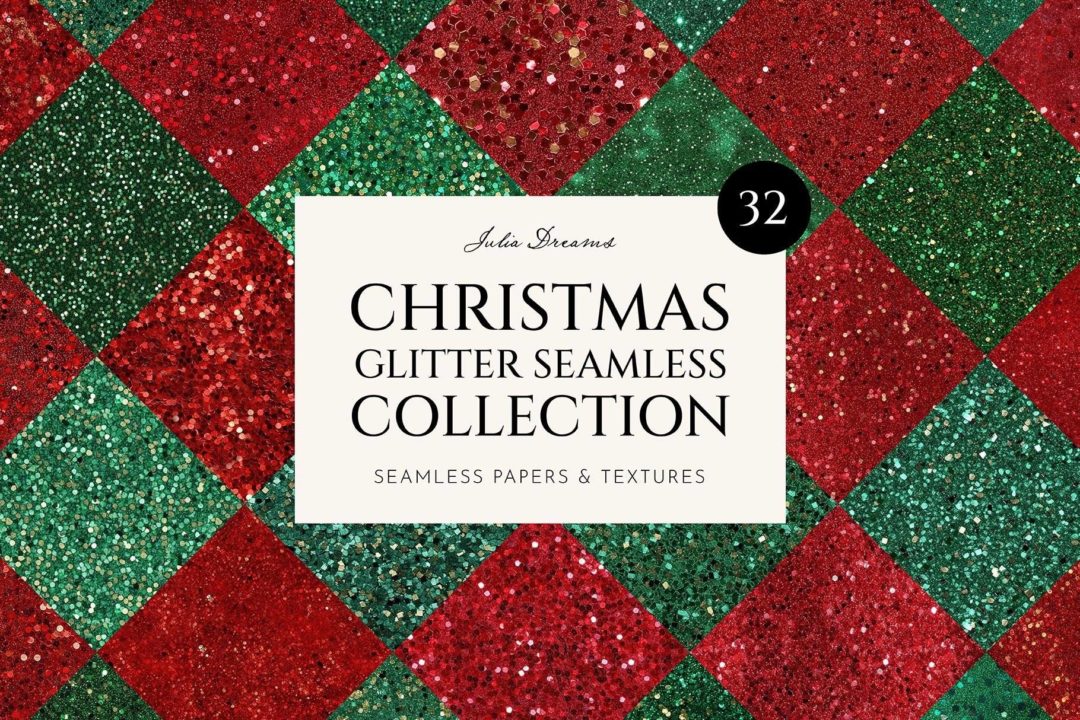 32款圣诞节元素闪闪发光星星背景图片设计素材 Christmas Glitter Seamless Textures Papers Pattern_img_3