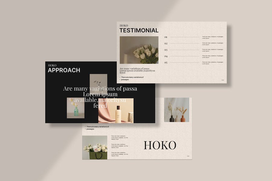 24页极简室内家居设计作品集简历图文排版设计PPT幻灯片模板 Hoko Portfolio PowerPoint Template_img_3