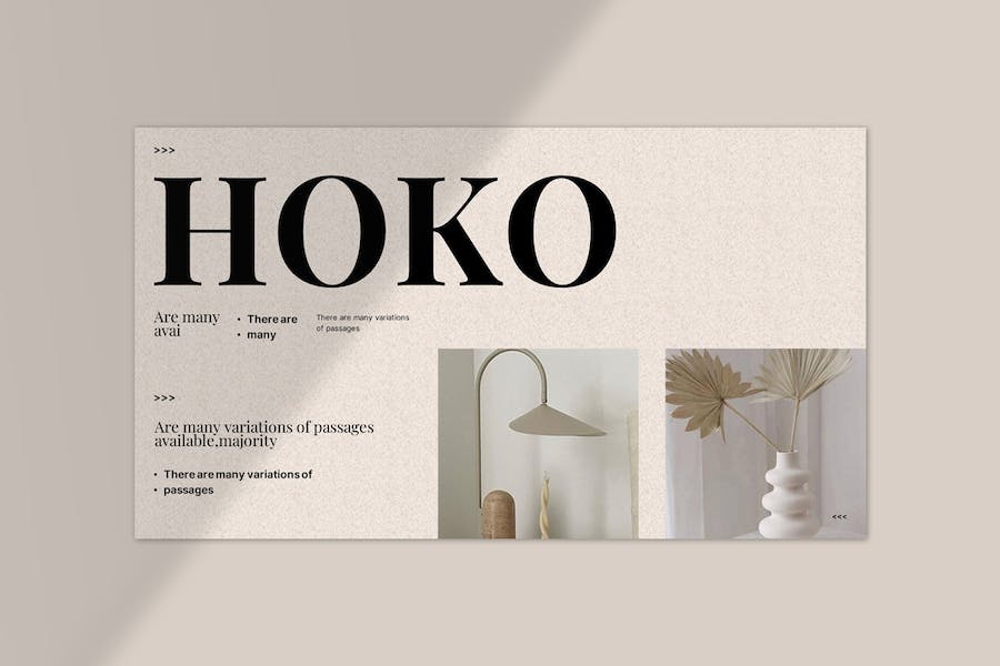 24页极简室内家居设计作品集简历图文排版设计PPT幻灯片模板 Hoko Portfolio PowerPoint Template_img_3