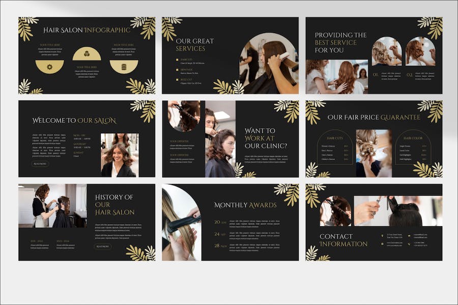 时尚美发沙龙营销策划演示文稿设计ppt模板 Hair Salon PowerPoint Template_img_3