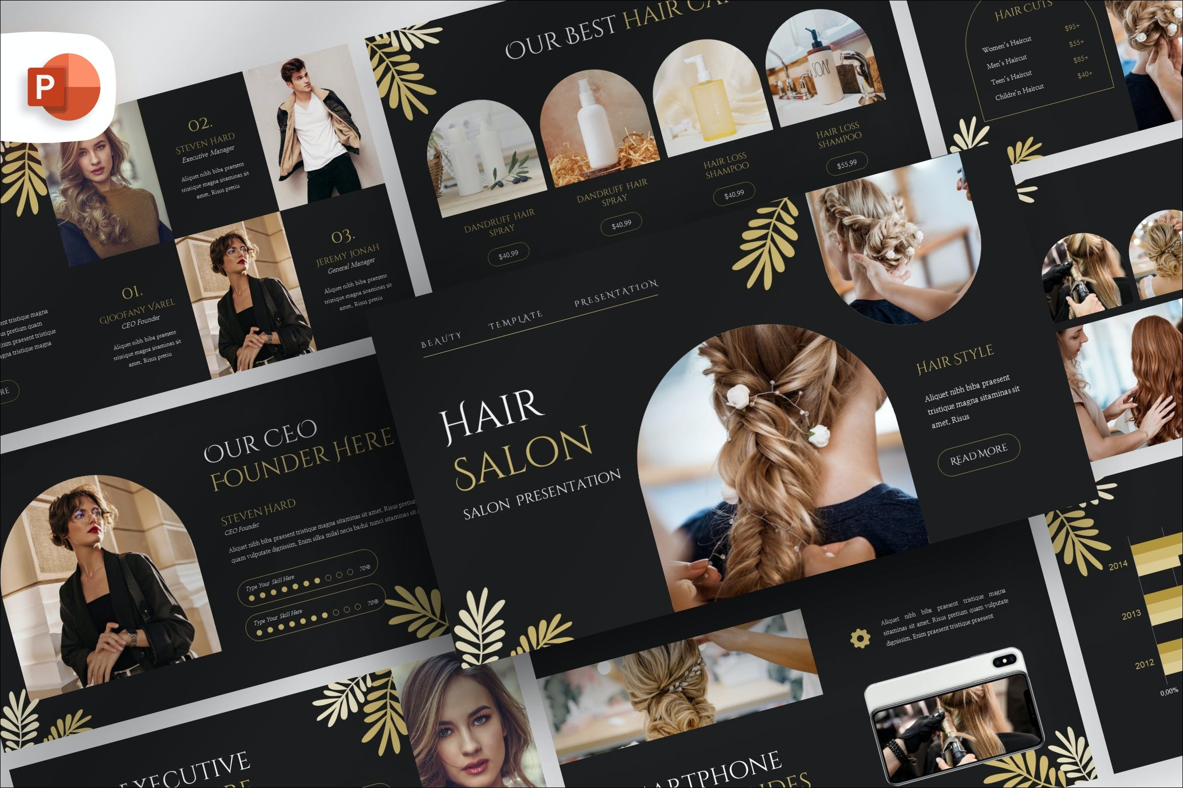 时尚美发沙龙营销策划演示文稿设计ppt模板 Hair Salon PowerPoint Template_img_2