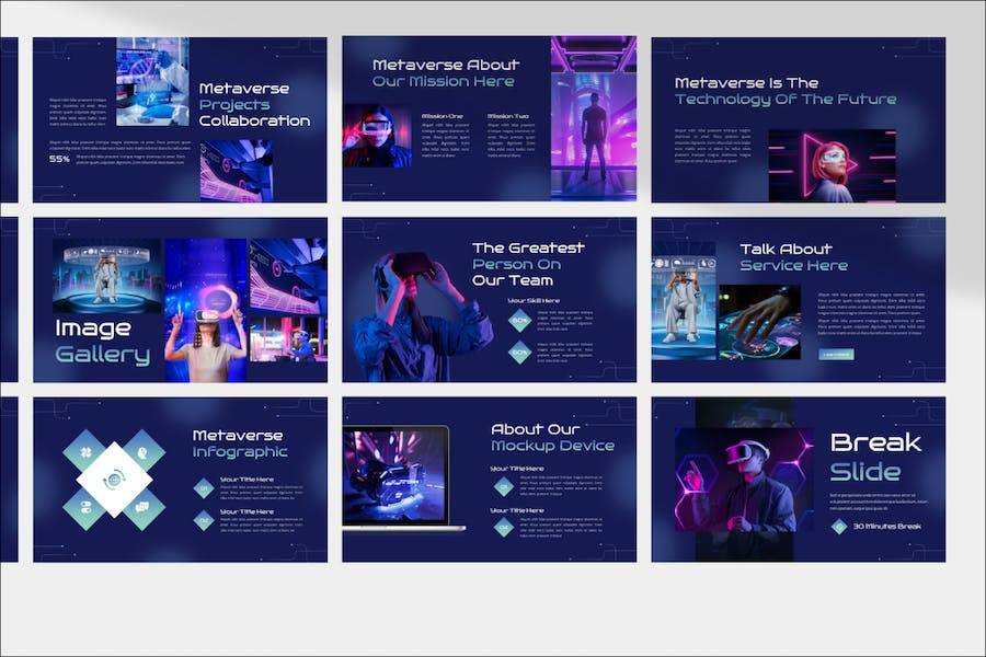 未来网络空间营销策划演示文稿设计ppt模板 Metaverse PowerPoint Template_img_3