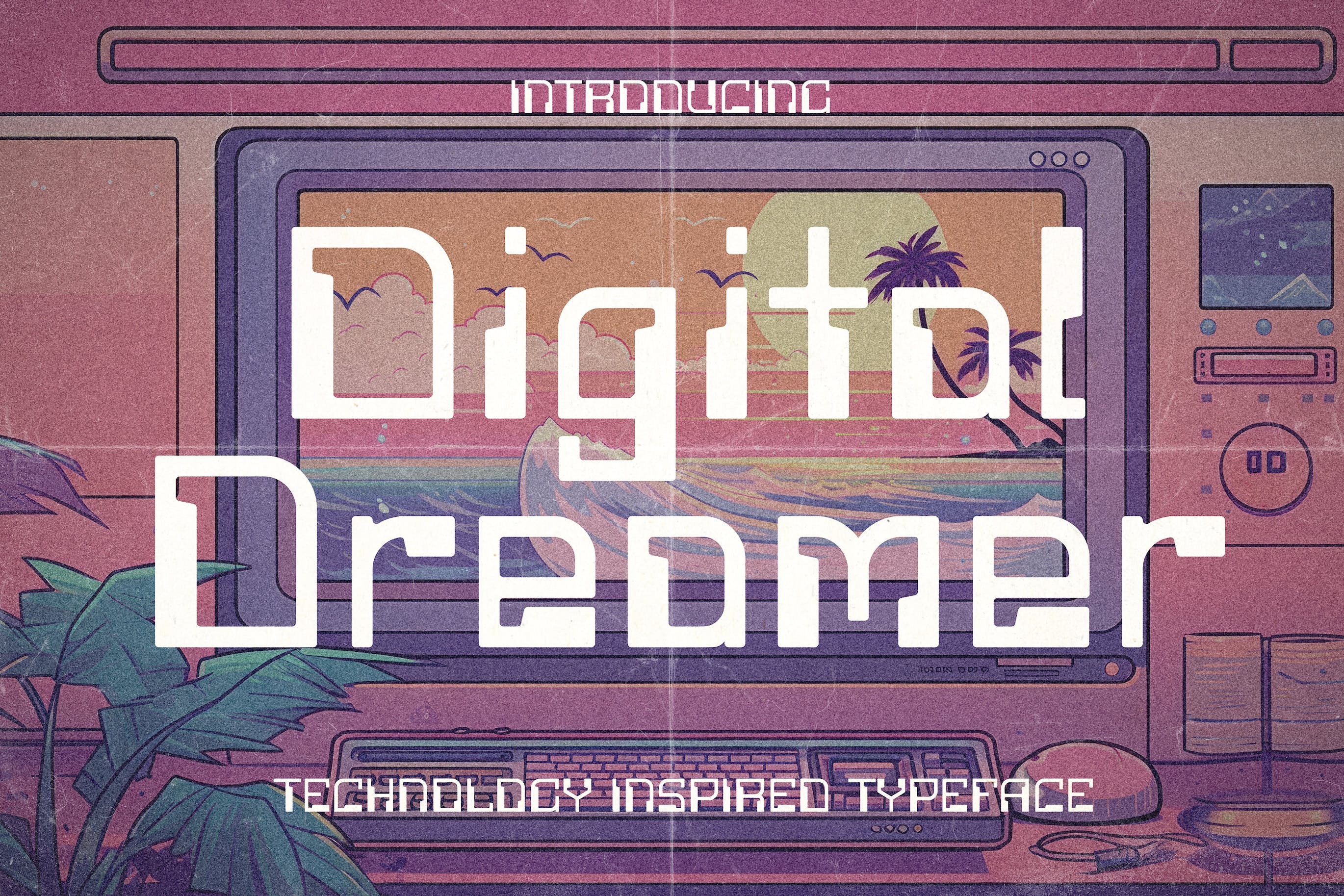 未来复古人工智能网络科技海报logo设计装饰英文字体安装包 Digital Dreamer 1980s Computer Typeface_img_2