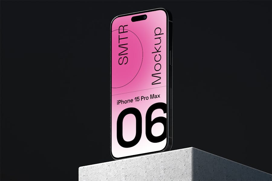 工业风苹果iPhone 15智能手机屏幕演示贴图PSD样机模板 iPhone 15 Mockup_img_1