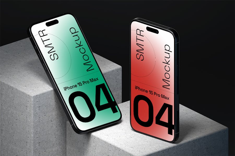 工业风苹果iPhone 15智能手机屏幕演示贴图PSD样机模板 iPhone 15 Mockup_img_1