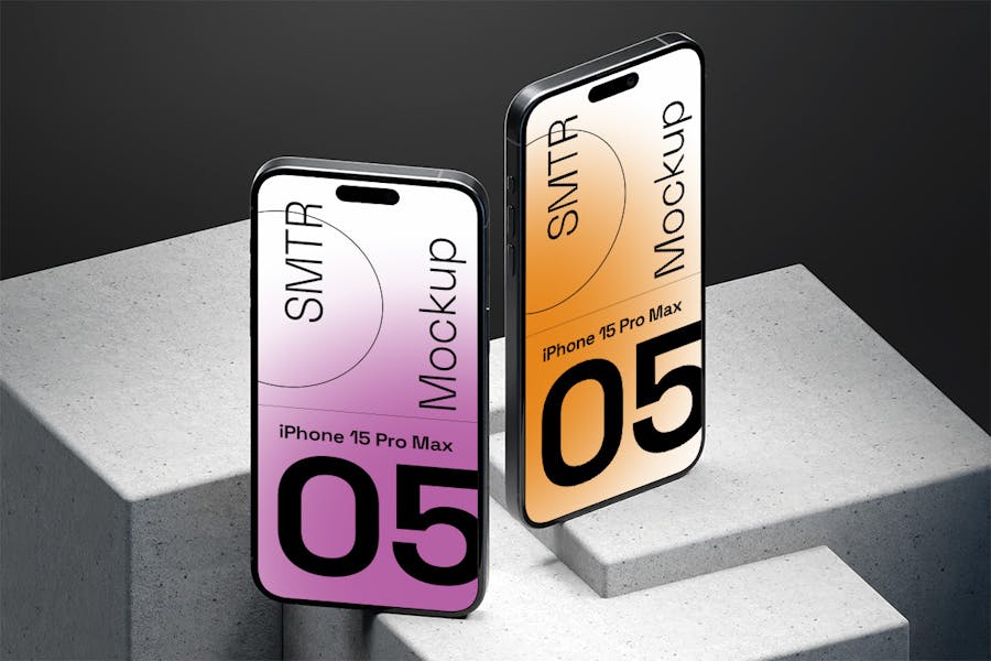 工业风苹果iPhone 15智能手机屏幕演示贴图PSD样机模板 iPhone 15 Mockup_img_1