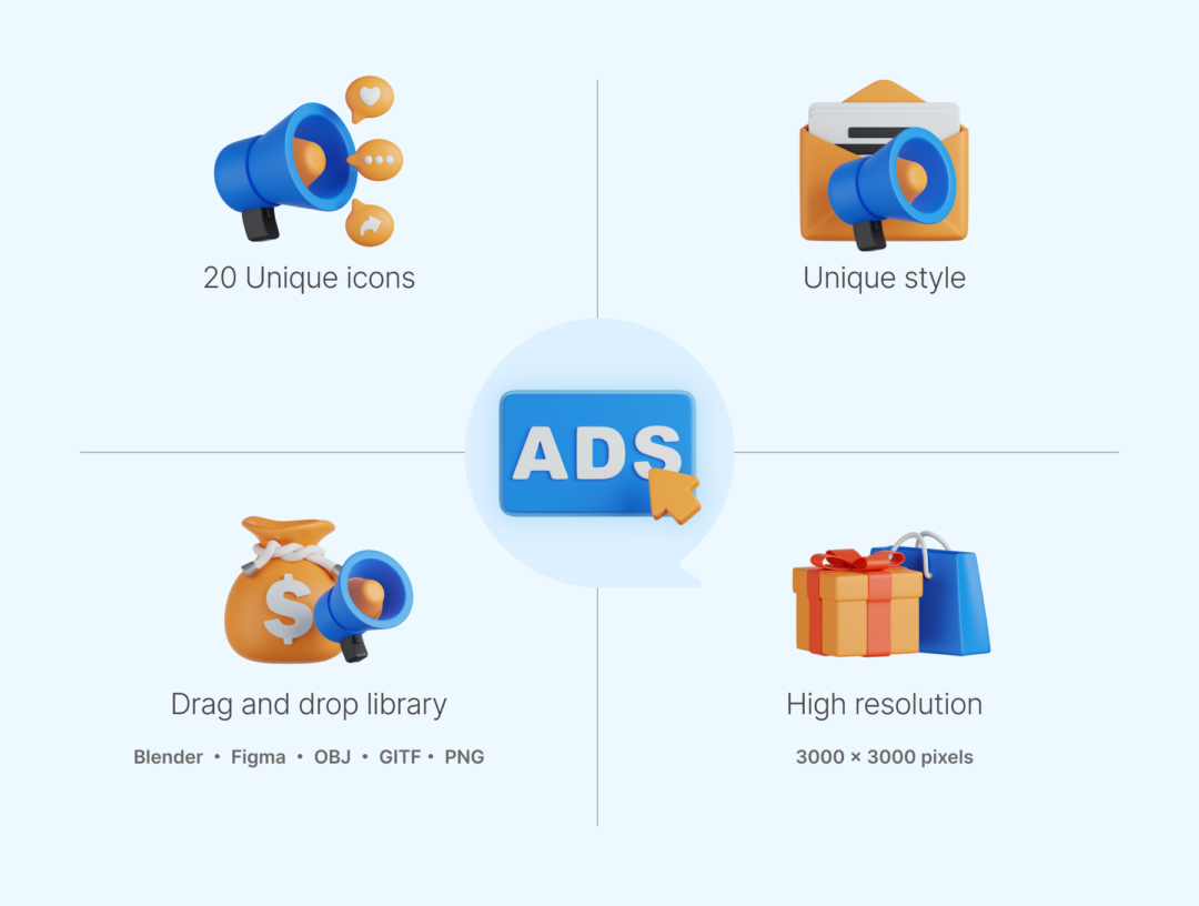 20款时尚电商网络广告营销3D立体图标Icons设计素材包 Marketing & Advertisement 3D Icons_img_3