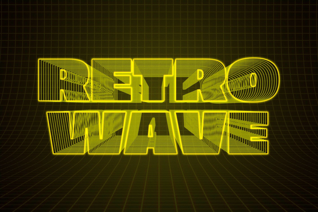 复古赛博朋克矩阵网格文本标题LOGO设计PS特效样机模板 Retro Wave Text Effects_img_3