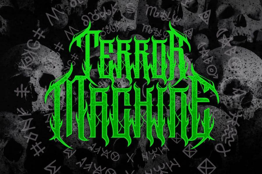 复古毛刺海报品牌徽标设计装饰英文字体安装包 Goreten Vintage Metal Horror Font_img_3