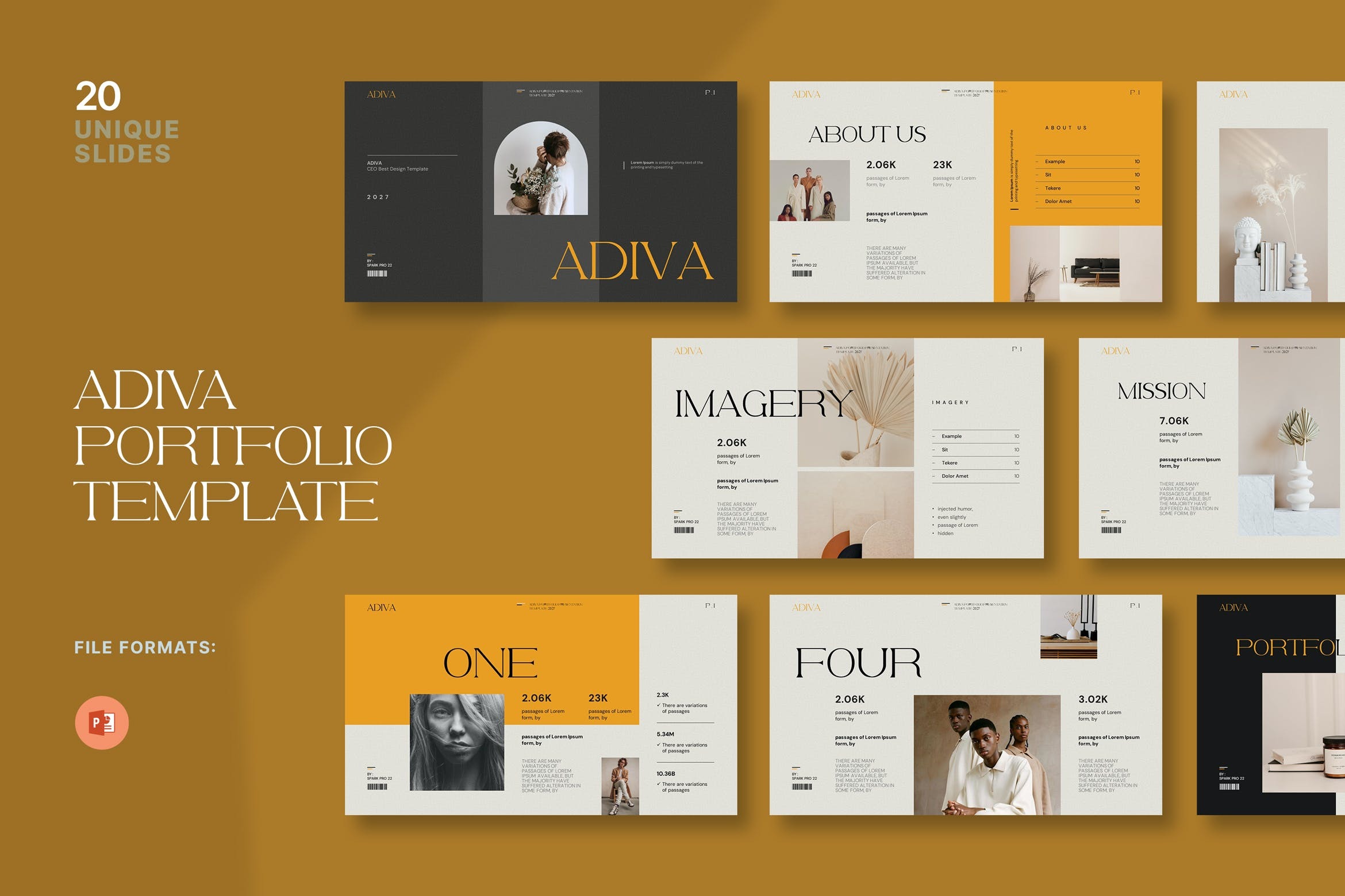 时尚品牌营销策划图文排版设计ppt模板 Adiva Portfolio Presentation Template_img_2