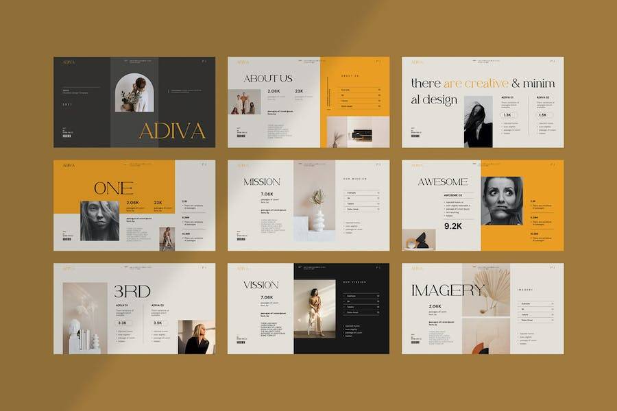 时尚品牌营销策划图文排版设计ppt模板 Adiva Portfolio Presentation Template_img_3