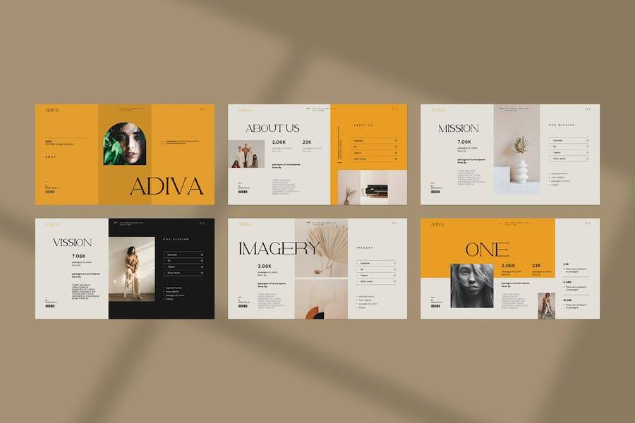 时尚品牌营销策划图文排版设计ppt模板 Adiva Portfolio Presentation Template_img_3