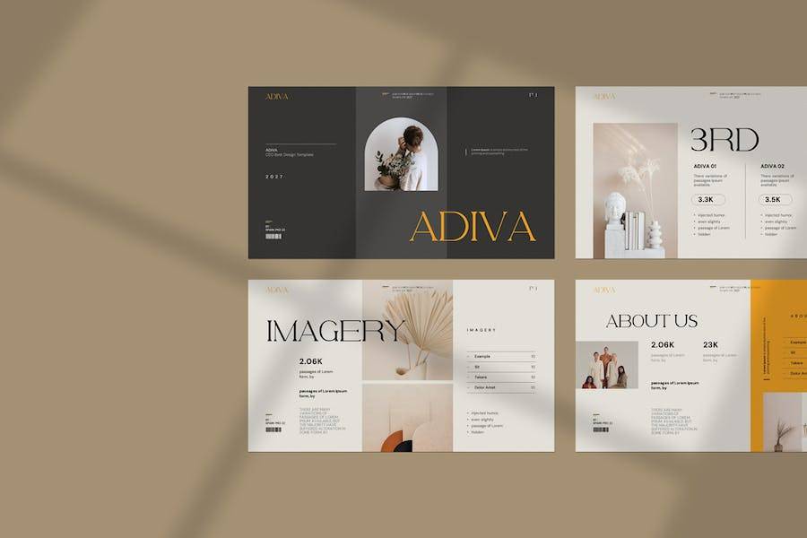 时尚品牌营销策划图文排版设计ppt模板 Adiva Portfolio Presentation Template_img_3