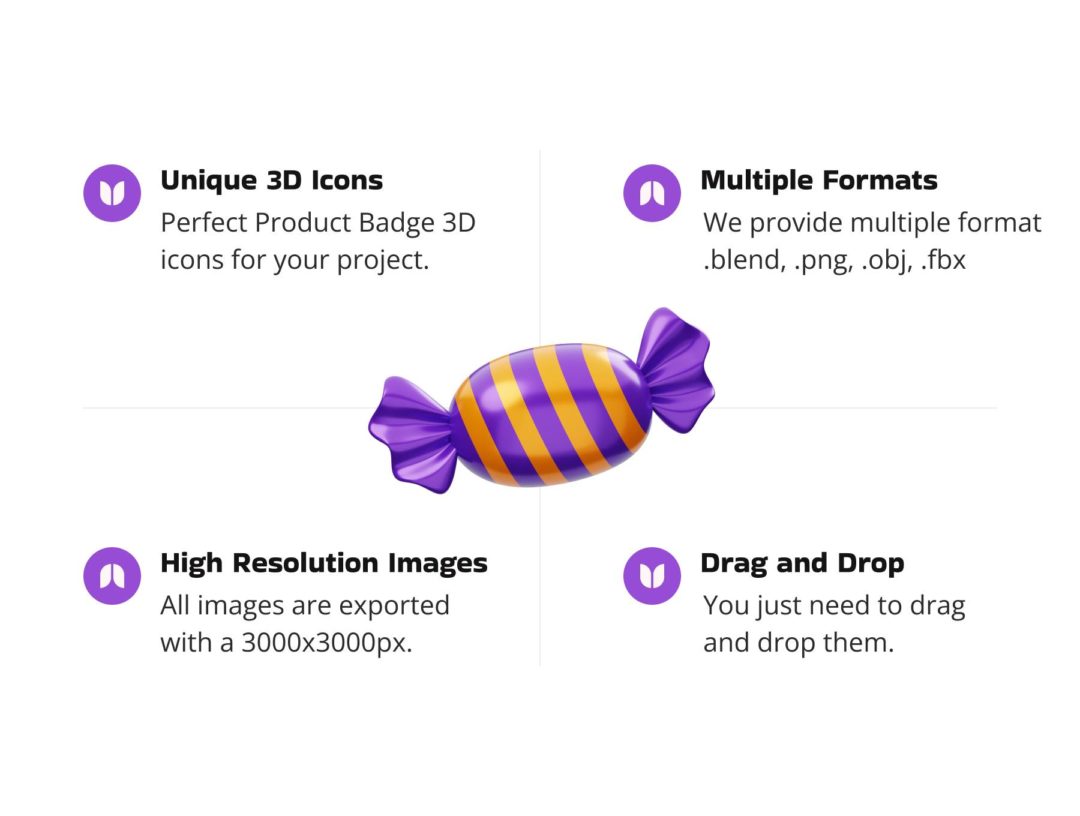 20款卡通万圣节糖果糕点巧克力插图3D图标Icons设计素材 Halloween Sweet Candy Food 3D Icon_img_3