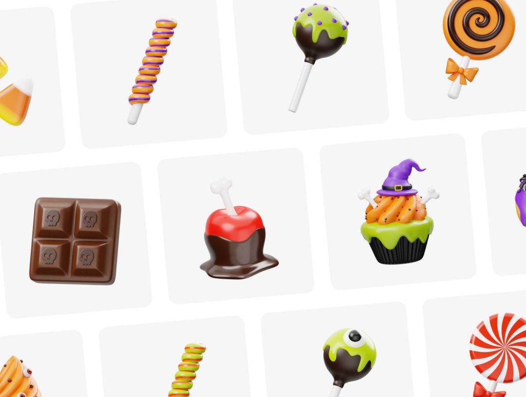 20款卡通万圣节糖果糕点巧克力插图3D图标Icons设计素材 Halloween Sweet Candy Food 3D Icon_img_3