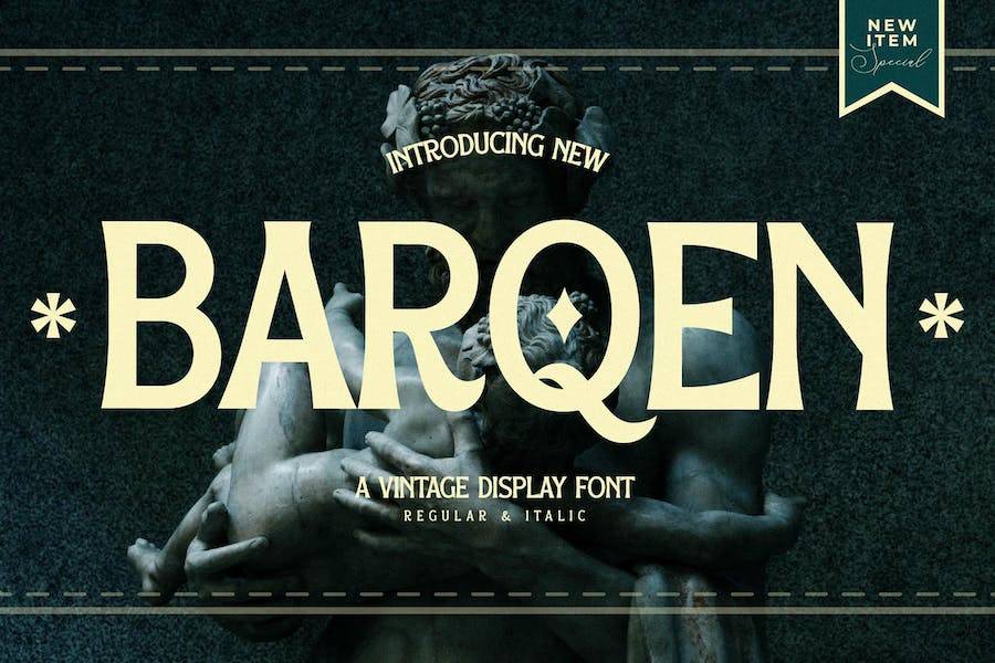 时尚优雅杂志海报徽标设计衬线英文字体安装包 Barqen A Vintage Display Font_img_3