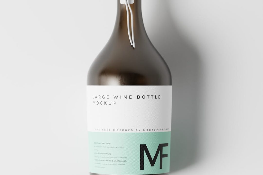 10款超大木塞红酒葡萄酒玻璃瓶设计展示贴图PSD样机模板 Large Red Wine or Champagne Bottle Mockups_img_3