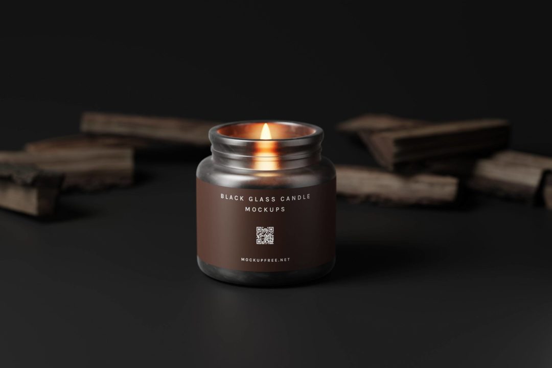 8款时尚黑色蜡烛香薰玻璃杯设计展示效果图PSD样机模板 Black Glass Candle Jar Mockups_img_3