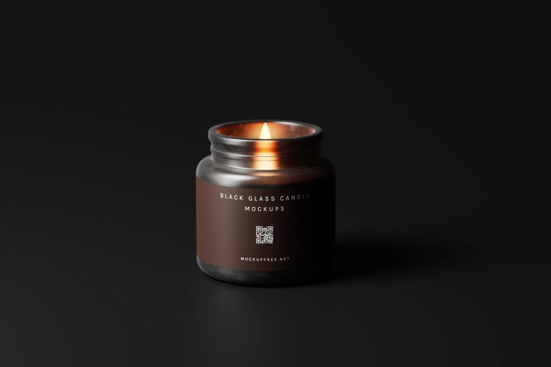 8款时尚黑色蜡烛香薰玻璃杯设计展示效果图PSD样机模板 Black Glass Candle Jar Mockups_img_3