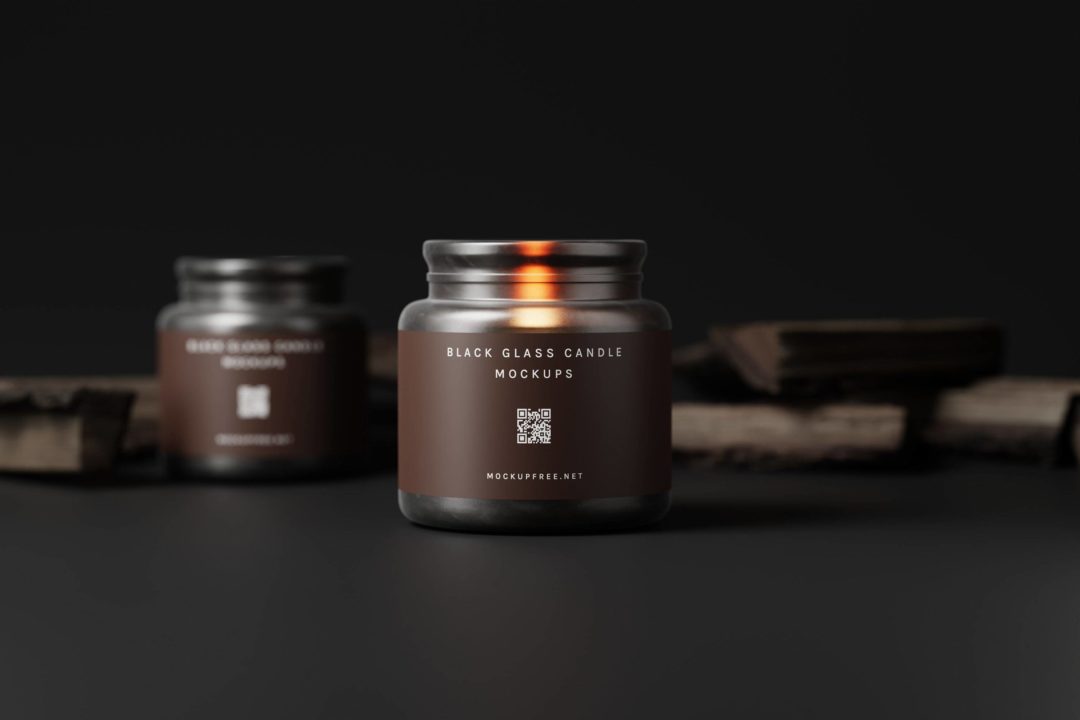 8款时尚黑色蜡烛香薰玻璃杯设计展示效果图PSD样机模板 Black Glass Candle Jar Mockups_img_3