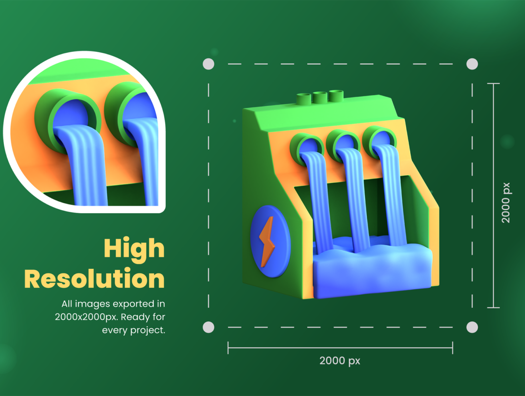 30款时尚绿色新能源石油发电环境保护插图3D图标Icons设计素材 3D Energy and Environment Icons_img_3