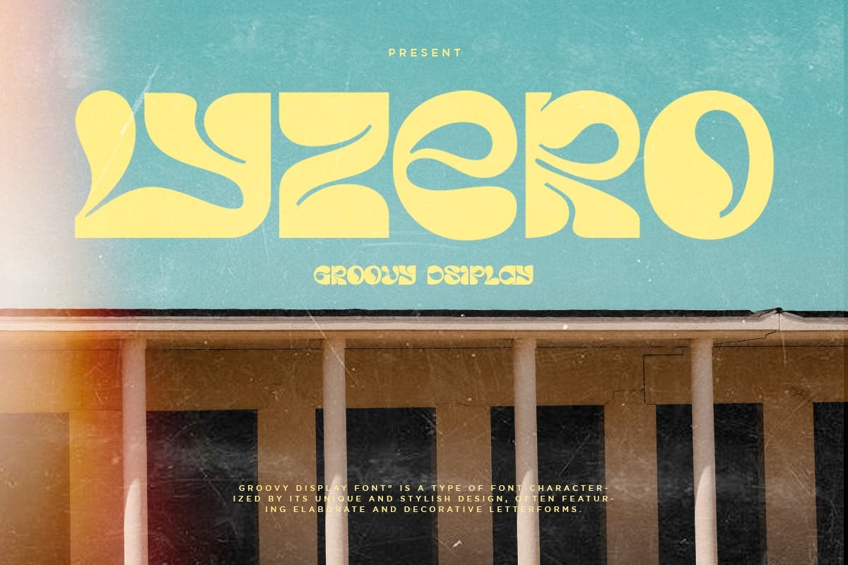 时尚复古品牌海报徽标设计装饰英文字体安装包 Lyzero Groovy Retro Display_img_2