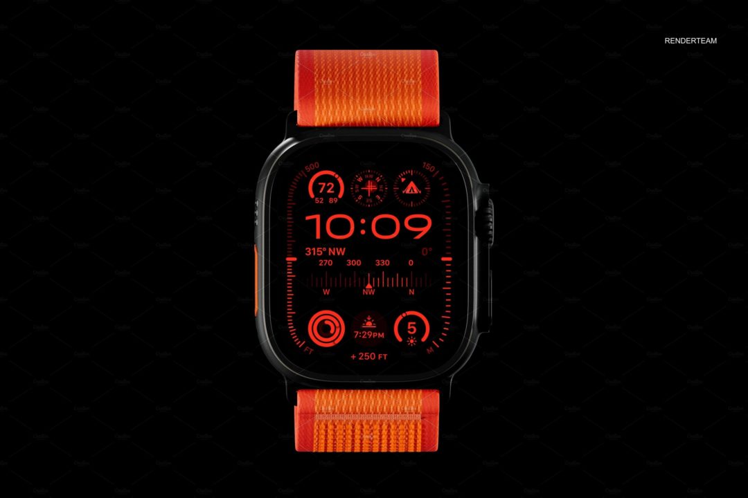 高级苹果智能手表iWatch屏幕演示贴图PSD样机模板素材 Watch Ultra Mockup_img_3