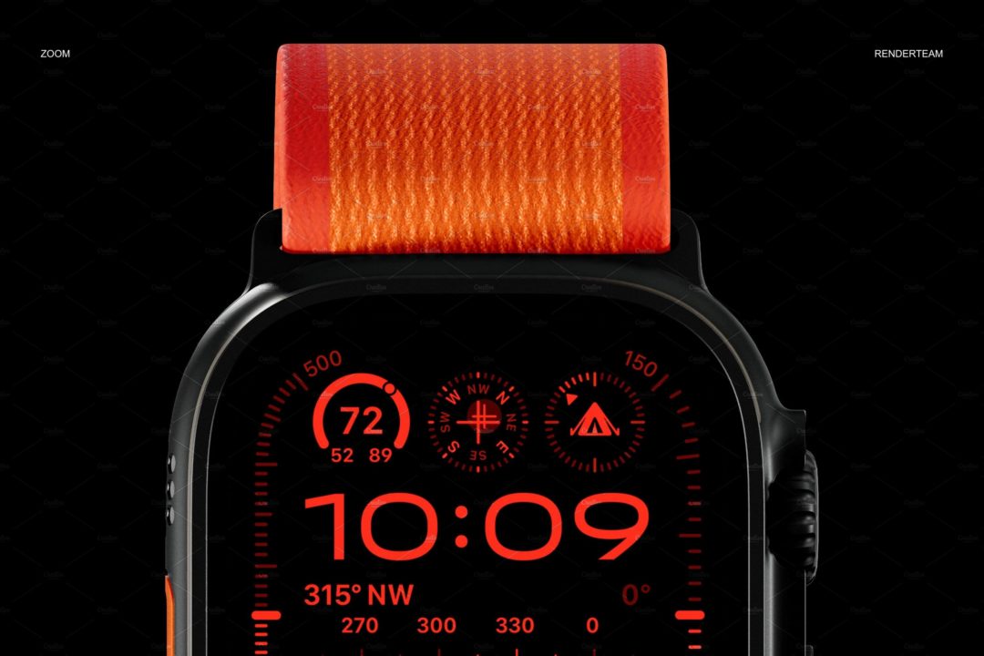 高级苹果智能手表iWatch屏幕演示贴图PSD样机模板素材 Watch Ultra Mockup_img_3