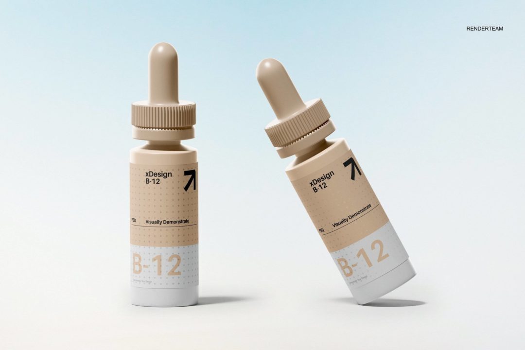 12款时尚高级药物胶囊滴管瓶包装瓶设计展示贴图PS样机模板 Medical Bottle Mockup Set_img_3