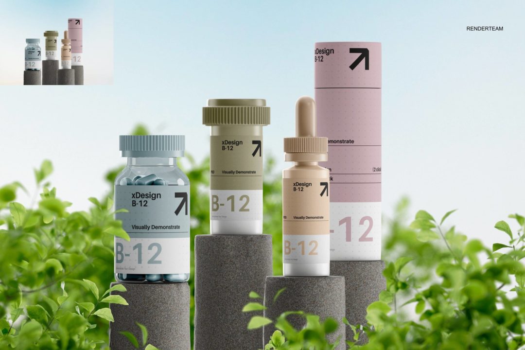 12款时尚高级药物胶囊滴管瓶包装瓶设计展示贴图PS样机模板 Medical Bottle Mockup Set_img_3