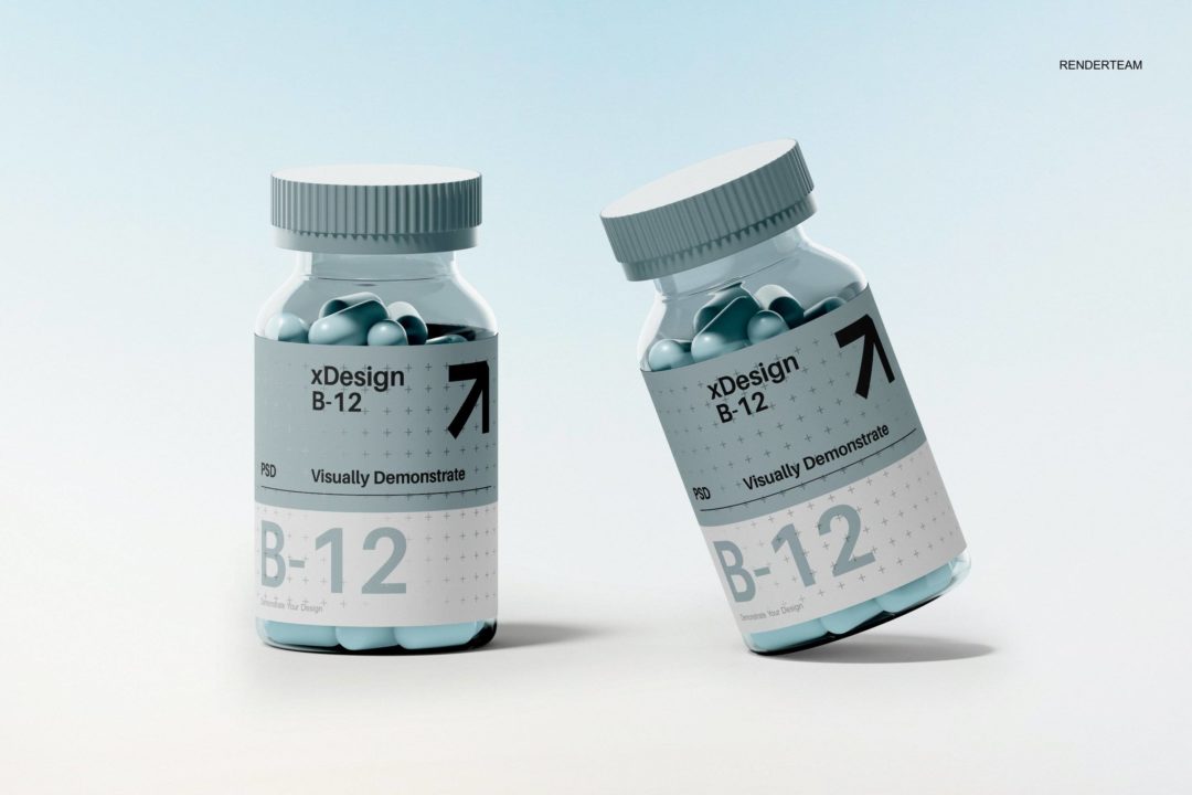 12款时尚高级药物胶囊滴管瓶包装瓶设计展示贴图PS样机模板 Medical Bottle Mockup Set_img_3