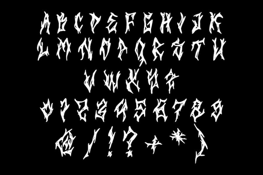 恐怖锋利嘻哈服装海报徽标设计装饰英文字体安装包 Trash Cadaver – Black Metal Font_img_3