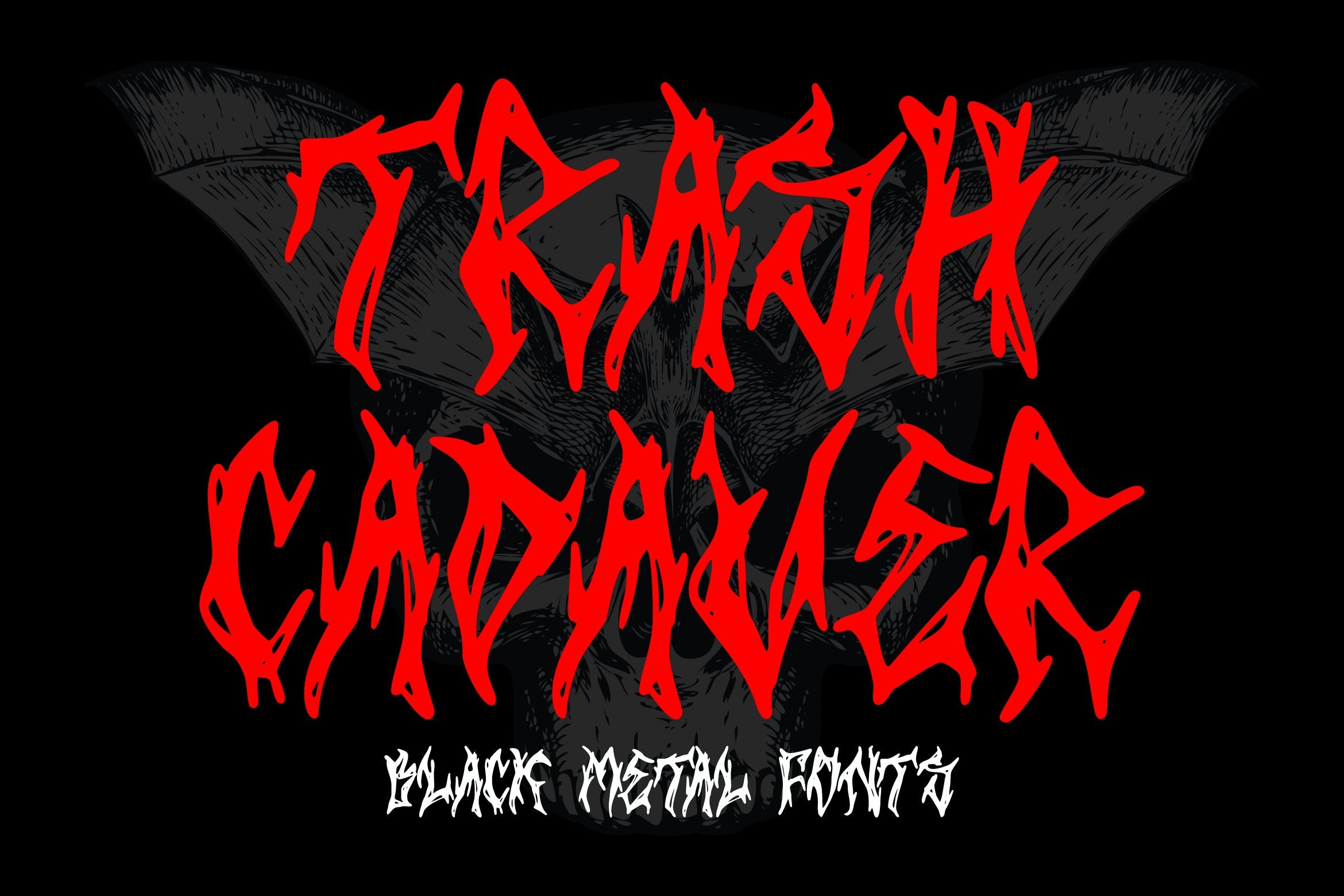 恐怖锋利嘻哈服装海报徽标设计装饰英文字体安装包 Trash Cadaver – Black Metal Font_img_2